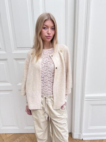 Cardigan - Louis Cape stribe color - Ecru solid - Continue