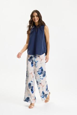 Bukser - Nicola - Blåt Mønster - IN FRONT