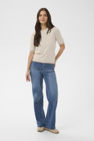 Pullover - Strik - KAlizza - Melange/Chalk Fine Stripe - KAFFE