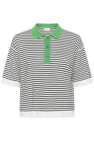 Strik - Kortærmet Polo - KAlizza - Hvid/sort/grøn - KAFFE
