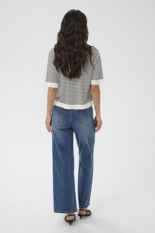 Polo - Strik - KAlizza - Chalk/Black Fine Stripe - KAFFE