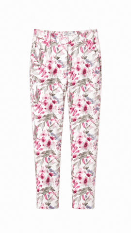 Jeans - Angelika Jump In Slim 7/8 - Rosa/Blomster - Anna Montana