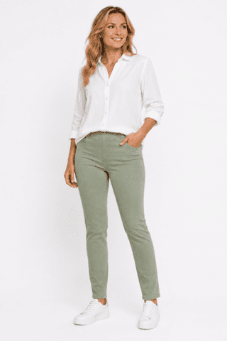 Jeans - Angelika Jump In Rom - Lys oliven - Anna Montana