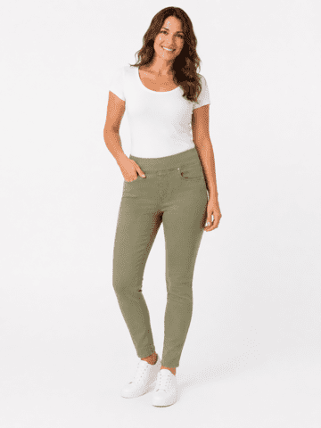 Jeans - Angelika Jump In Rom - Lys oliven - Anna Montana
