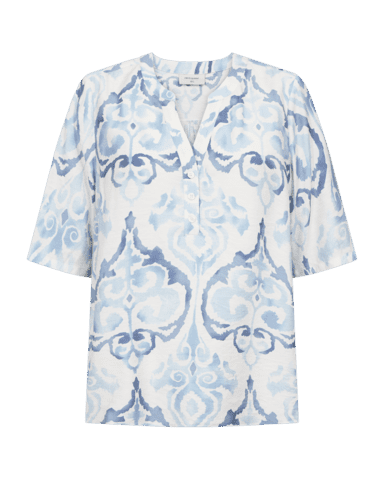 Skjortebluse - FQEsvespa - Blå/Hvid - Freequent