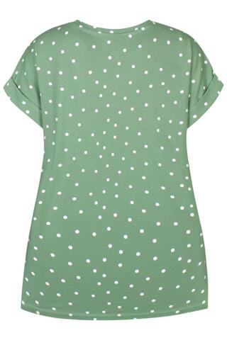 T-shirt - Ze-Disha - Grøn M. Hvide Prikker - ZE-ZE