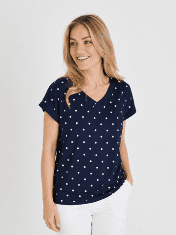 T-shirt - Ze-Disha - Navy/Hvid - ZE-ZE