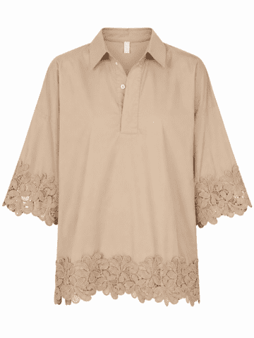 Skjorte - Klara Embrodery - Sand - Continue