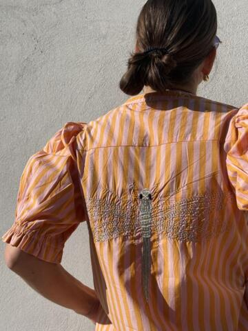 Kjole - Tunø Stripe - Orange/Lyserød - Gaspar