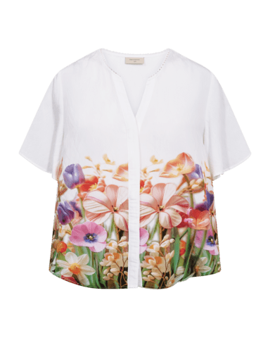 Bluse - FQmaise - Orange/Off White - FREEQUENT