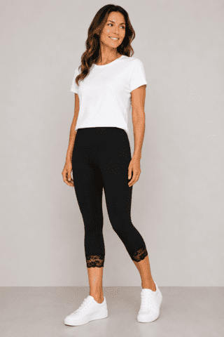 Leggings m. blondekant - MALUS - Sort - ZE-ZE
