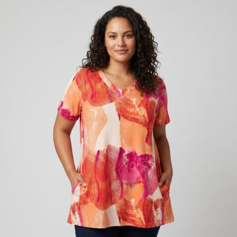 Bluse - PNMelina Sia - Pink mønsteret - PONT NEUF