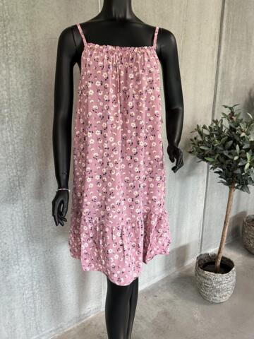 Stropkjole - Blomstret - Rosa - Vanting