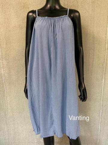 Stropkjole - Stribet - Jeans Blå - Vanting