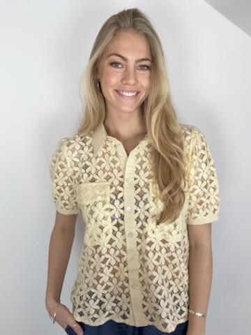Bluse - Charlotte Lace - Gul - CONTINUE