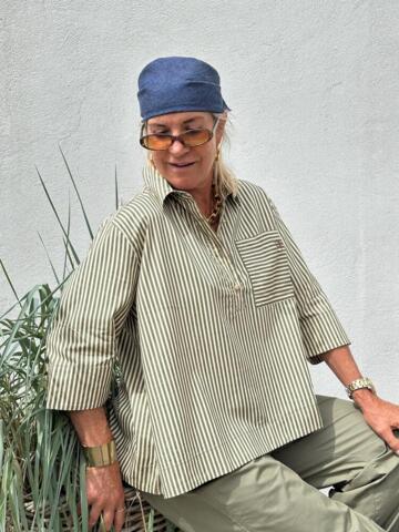 Bluse - Porto Stripe - Oliven - Gaspar