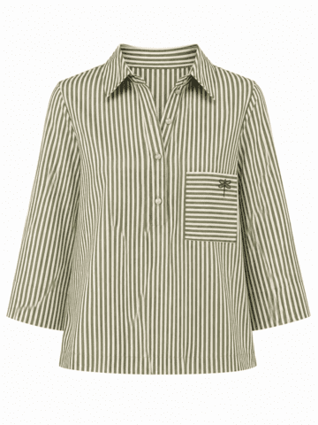 Bluse - Porto Stripe - Oliven - Gaspar