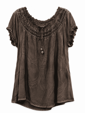 Bluse - 9005-2-2 - Brun - Italy Moda