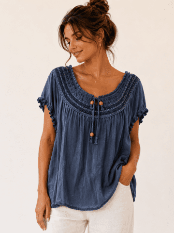Bluse - 9005-2-3 - Blå - Italy Moda