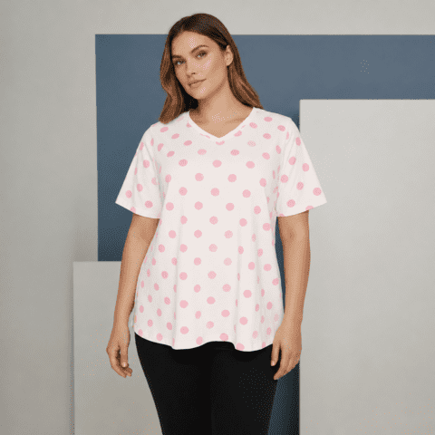 T-shirt - Jennifer - Pink/Hvid - Cassiopeia