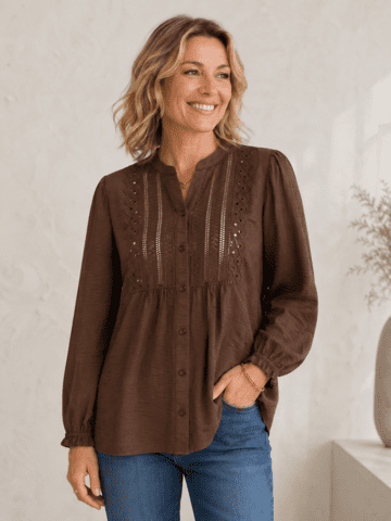 Bluse - 320-60011 - Mørkebrun - Brandtex