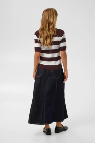 Bluse - KAlizza - Brun/Kalk Stribet - Kaffe