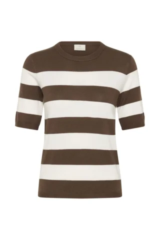 Bluse - Strik - KAlizza - Brun/Hvid Stribet - KAFFE