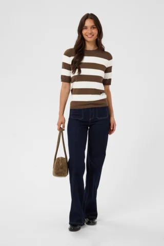 Bluse - Strik - KAlizza - Brun/Hvid Stribet - KAFFE