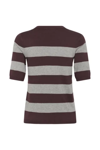Bluse - Strik - KAlizza - Bordeaux/Grå Stribet - KAFFE