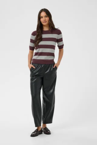 Bluse - KAlizza - Bordeaux/Grå Stribet - Kaffe