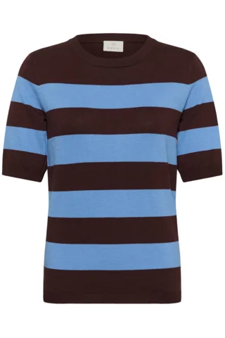Bluse - Strik - KAlizza - Brun/Lyseblå Stribet - KAFFE