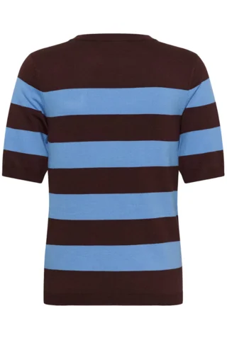 Bluse - Strik - KAlizza - Brun/Lyseblå Stribet - KAFFE