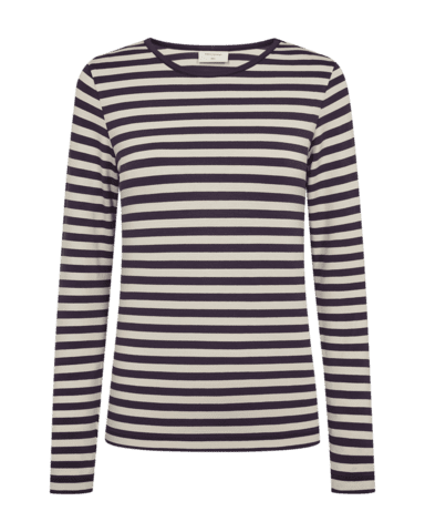Langærmet T-shirt - FQliana - Beige/Lilla - FREEQUENT