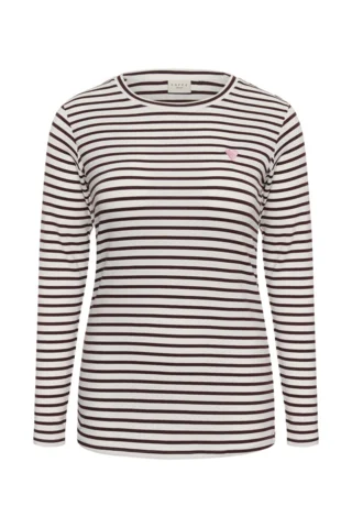 Bluse - KClia - Brun/hvid stribet - KAFFE curve