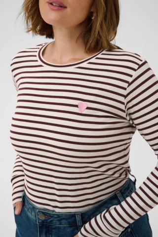 Bluse - KClia - Brun/hvid stribet - KAFFE curve