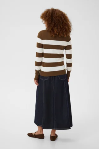 Pullover - Strik - KAlizza - Brun/Hvid Stribet - KAFFE