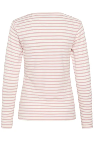 Langærmet T-Shirt - Liddy - Stribet Rosa/Hvid - KAFFE
