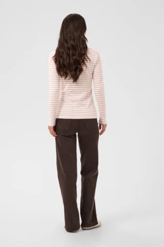 Langærmet T-Shirt - Liddy - Stribet Rosa/Hvid - KAFFE