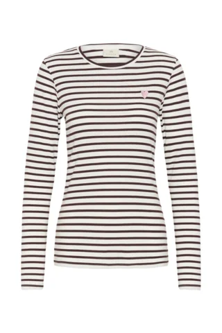 Langærmet T-Shirt - Liddy - Stribet Bordeaux/Hvid - KAFFE
