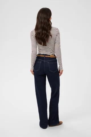 Langærmet T-Shirt - Liddy - Stribet Bordeaux/Hvid - KAFFE