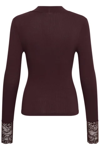 Langærmet T-shirt - KAomi - Bordeaux - KAFFE