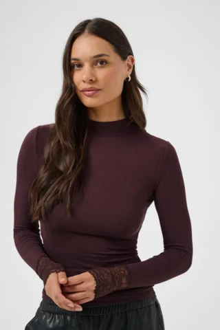 Langærmet T-shirt - KAomi - Bordeaux - KAFFE
