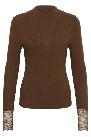 Langærmet T-shirt - KAomi - Brun - KAFFE