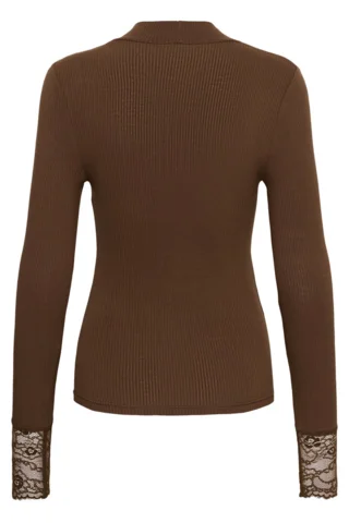 Langærmet T-shirt - KAomi - Brun - KAFFE