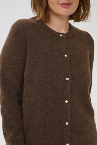 Cardigan Strik - KCniela - Brun Melange  - KAFFE curve