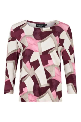 Bluse - 360-40053 - Mønsteret Blomme/Rosa/Sand - SIGNATURE