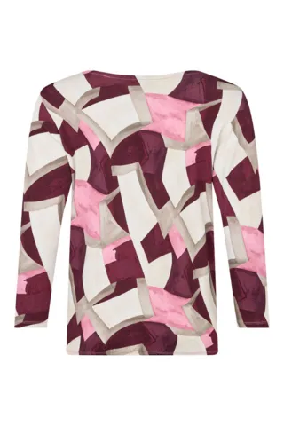 Bluse - 360-40053 - Mønsteret Blomme/Rosa/Sand - SIGNATURE