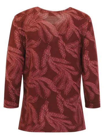 Bluse - 360-40025 - Mønsteret blomme/vinrød - SIGNATURE