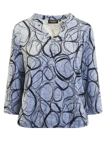 Bluse - 360-40026 - Mønsteret Blå - SIGNATURE