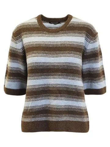 Bluse - 360-40056 - Stribet Brun/Lyseblå - SIGNATURE